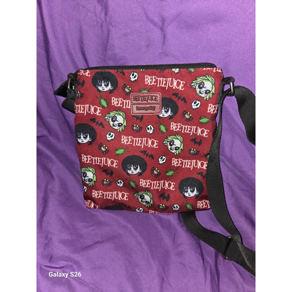 95. Loungefly Beetlejuice Lydia Deetz Red Canvas Crossbody Bag Adjustable Strap